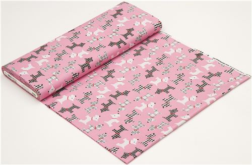 pinker gemusterte Hunde Tier Stoff von Robert Kaufman USA 3
