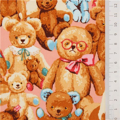 Fat Quarter (50 x 56 cm) - pink-peach oxford fabric with teddy bears by ...