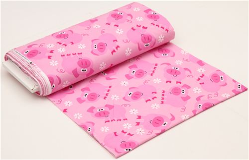 pink pig flannel fabric by Timeless Treasures USA 3