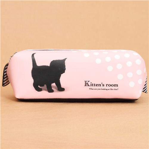 pink polka dot cat pencil case from Japan Pencil Cases Stationery Kawaii Shop modeS4u
