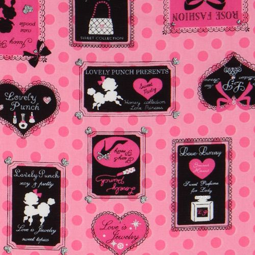 pink poodle fabric with polka dots glitter from Japan 1