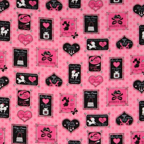 pink poodle fabric with polka dots glitter from Japan 2