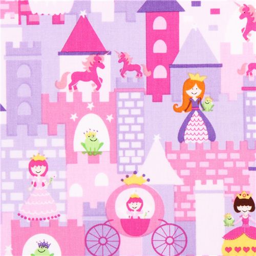 pink princess castle frog fabric Timeless Treasures 2