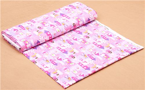 pink princess castle frog fabric Timeless Treasures 4