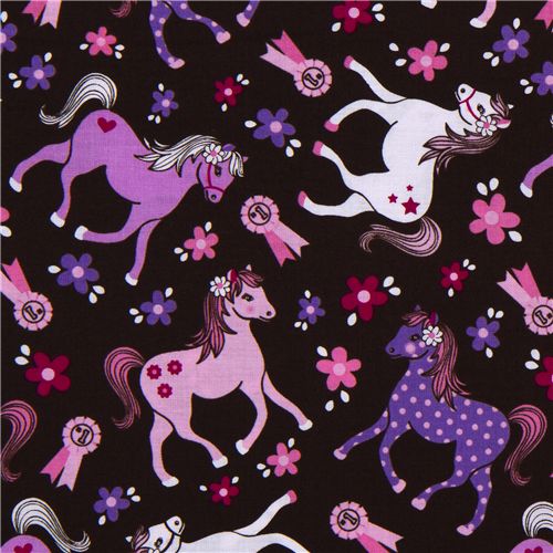 pink-purple Michael Miller fabric pony flowers 1