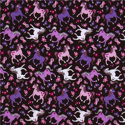 pink-purple Michael Miller fabric pony flowers 2