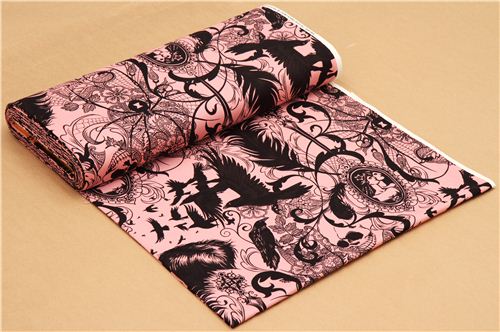 rosa Rabe Spinne Totenkopf Stoff von Alexander Henry USA 3