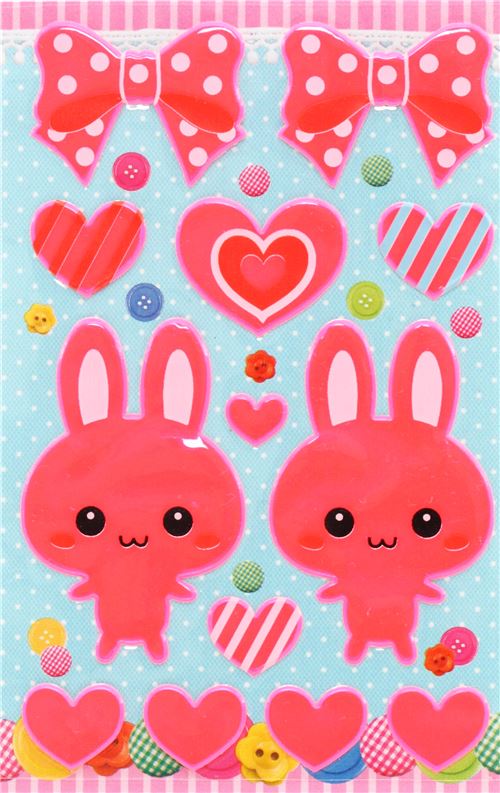 pink reflective stickers rabbit heart bows - modeS4u