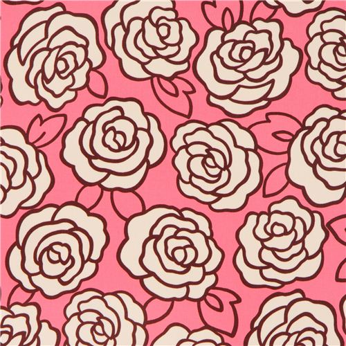 rosafarbener Rosen Blten Twill Blumenstoff aus Japan 2