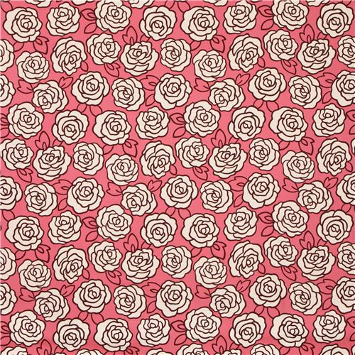 rosafarbener Rosen Blten Twill Blumenstoff aus Japan 4