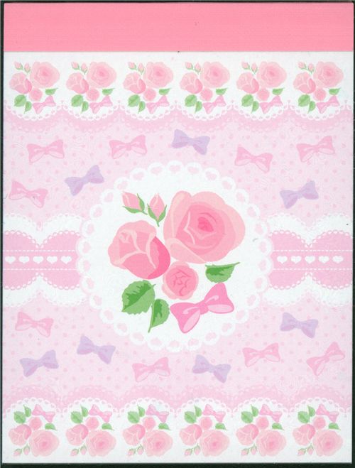 pink roses mini Memo Pad ribbons dots modeS4u