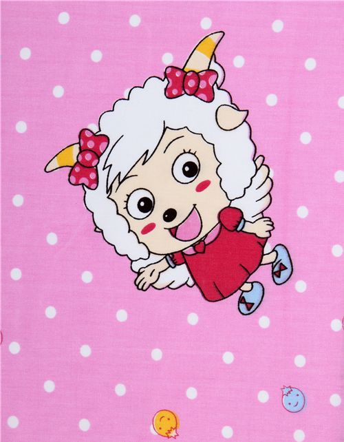 pink sheep Fabric with polka dots 0.5m 1