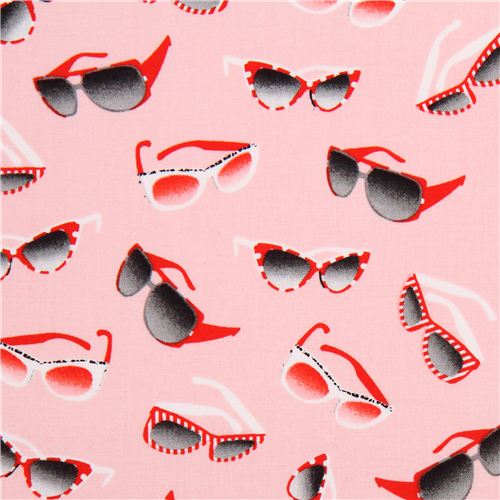 pink sunglasses shades fabric by Henry Glass Fabric by Japanese Indie