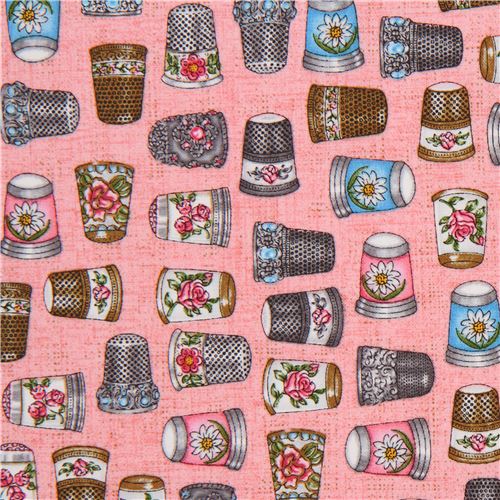 pink thimble flower pattern fabric Quilting Treasures 'Thimble
