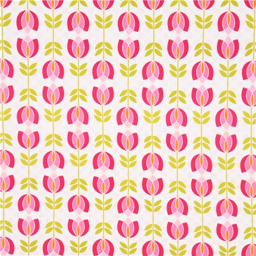 pink tulip Michael Miller interlock fabric 2
