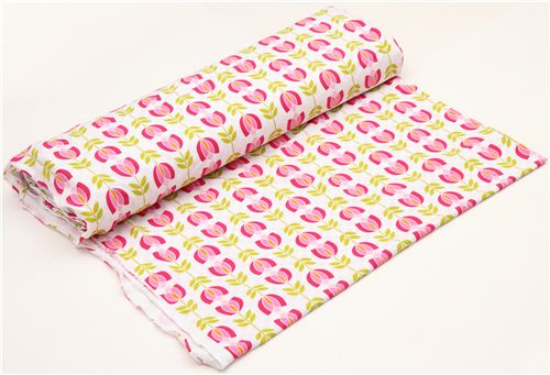 pink tulip Michael Miller interlock fabric 3