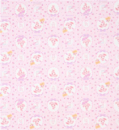 pink white stripe Bonbonribbon small flower  oxford fabric 2