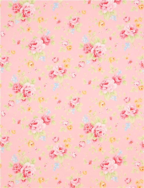 pink with flower leaf laminate fabric by Lecien modeS4u