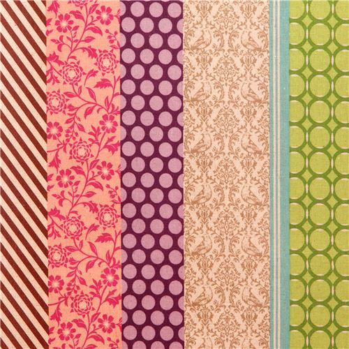 pipi echino Canvas laminate fabric beige green flower dot 1
