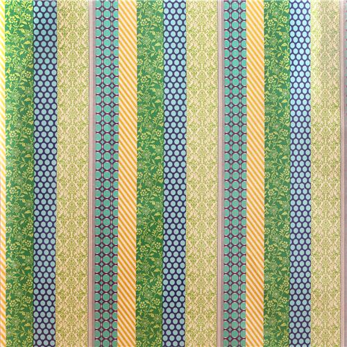 pipi echino Canvas laminate fabric blue green flower dot 2