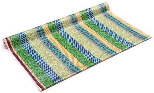 pipi echino Canvas laminate fabric blue green flower dot 3