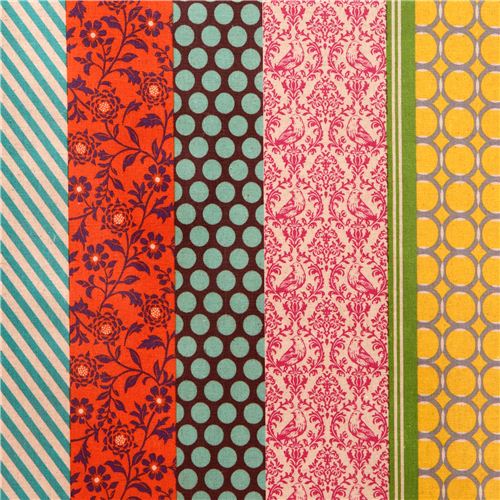 pipi echino Canvas laminate fabric orange brown flower dot 1