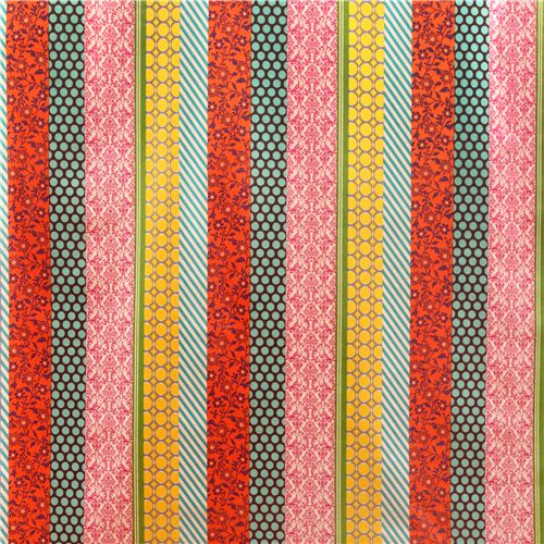 pipi echino Canvas laminate fabric orange brown flower dot 2