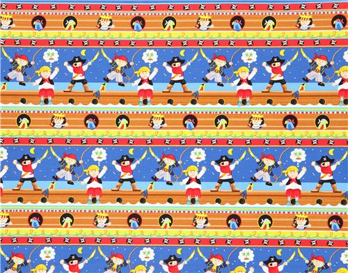pirate children fabric in stripes by Timeless Treasures 2
