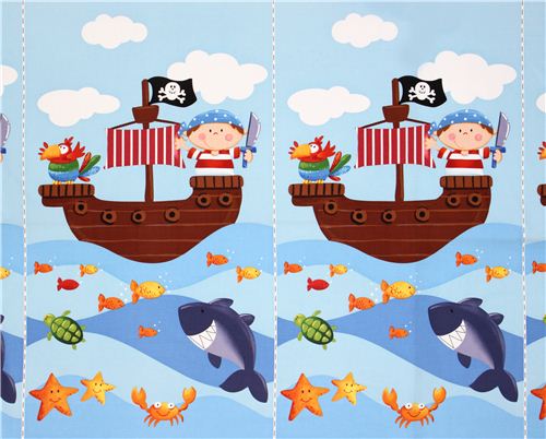 pirate panel children fabric Ahoy Matie Northcott Studio 3