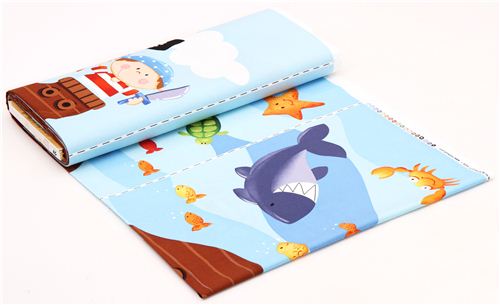 pirate panel children fabric Ahoy Matie Northcott Studio 4