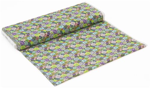Remnant (48 x 110 cm) - plant themed succulent packed fabric foliage lush green cotton USA fabric 4