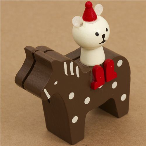 polar bear on pony Christmas card holder Japan Christmas - modeS4u