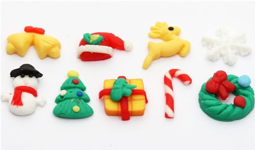 Cute kawaii christmas clay mini deco 5 pieces - Miniature 