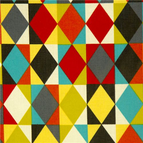 Premium Laminat Rauten Stoff gelb-rot Robert Kaufman Sierra Stoff