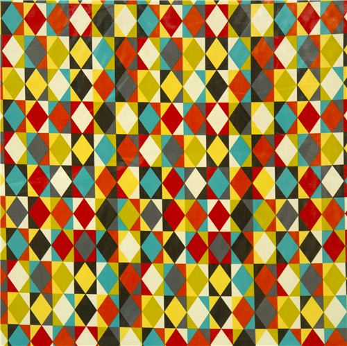 Premium Laminat Rauten Stoff gelb-rot Robert Kaufman Sierra 2