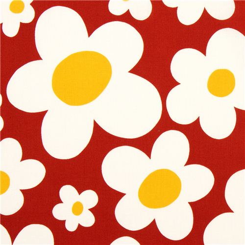 pretty flower fabric with big daisies by Kokka 1