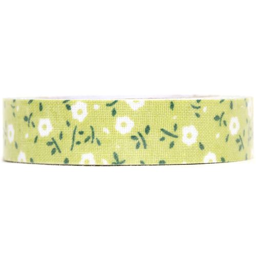 pretty green Fabric Deco Tape with white flowers by Japanese Indie ...
