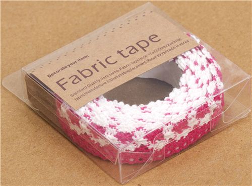 schnes pink-weiss gehkeltes Stoff Klebeband 2