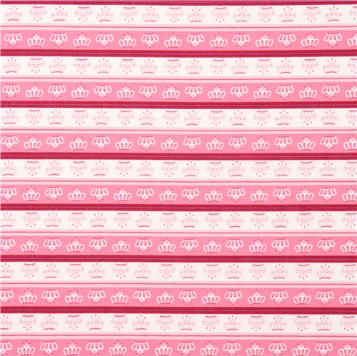 princess crown fabric pink USA Crown Stripes 2
