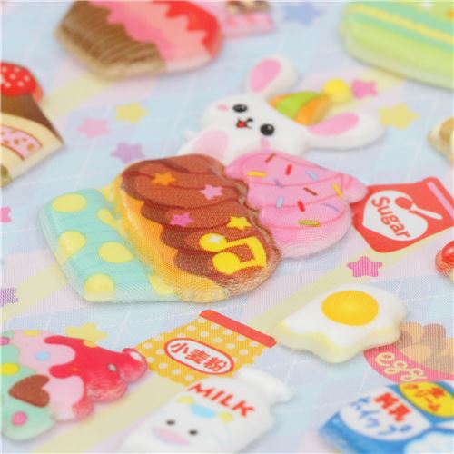 puffy stickers with animal sweet treat food - modeS4u