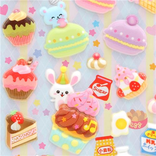 puffy stickers with animal sweet treat food Animal Stickers