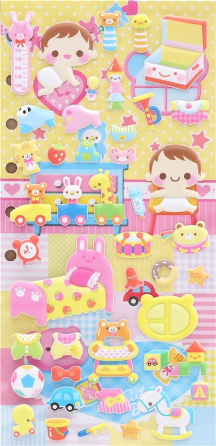 Puffy Stickers With Kawaii Baby Toy By Crux Modes4u