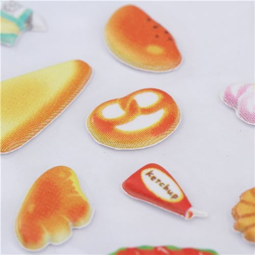 puffy stickers with kawaii bread pizza food by Crux modeS4u