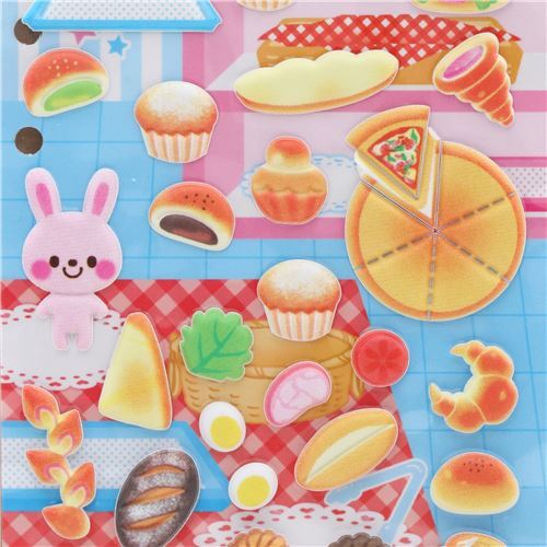 puffy stickers with kawaii bread pizza food by Crux modeS4u