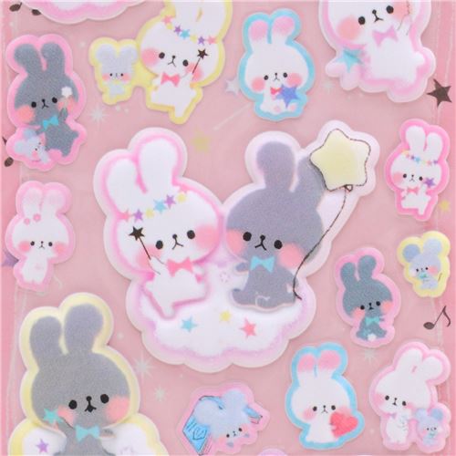 puffy stickers with kawaii bunny rabbit by Kamio - modeS4u