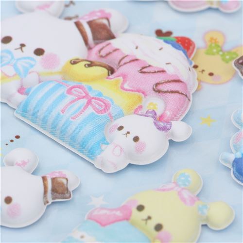puffy stickers with kawaii rabbit sweet treat food by Crux Animal
