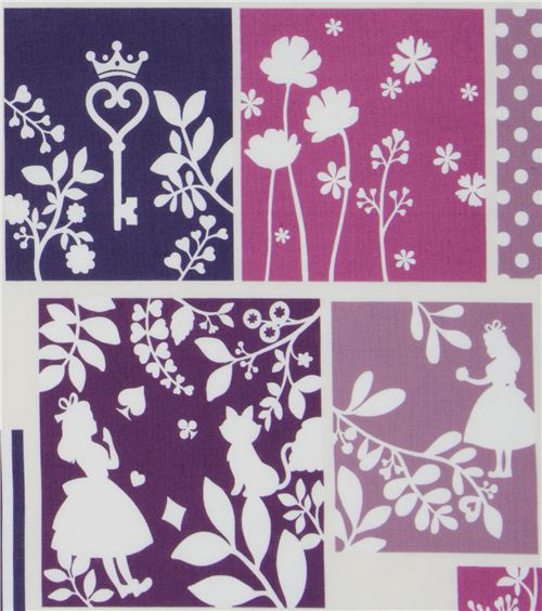 purple Alice in Wonderland Kokka fabric Japan 1