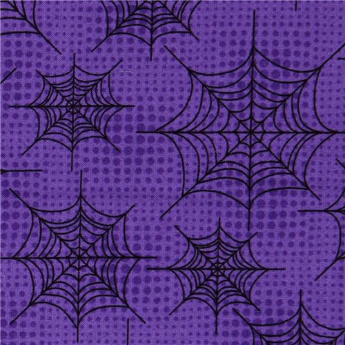 purple Halloween fabric spider web designer fabric - Halloween Fabric ...