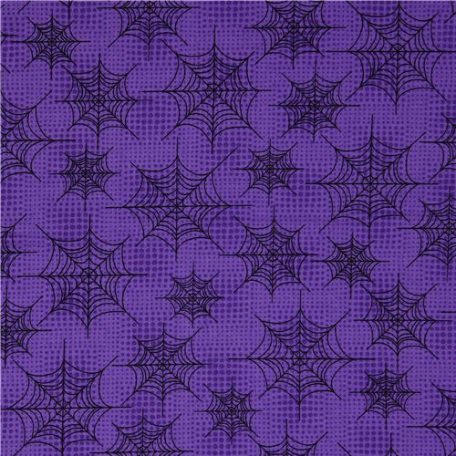 purple Halloween fabric spider web designer fabric - Halloween Fabric ...