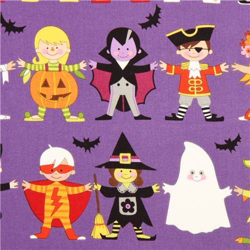 purple Halloween fabric with children Alexander Henry USA Fabric